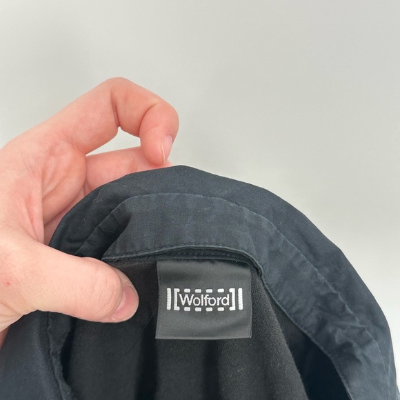 Wolford Black Tuxedo Bib Front Blouse Pleated Button Long Sleeve Top - Picture 5 of 9